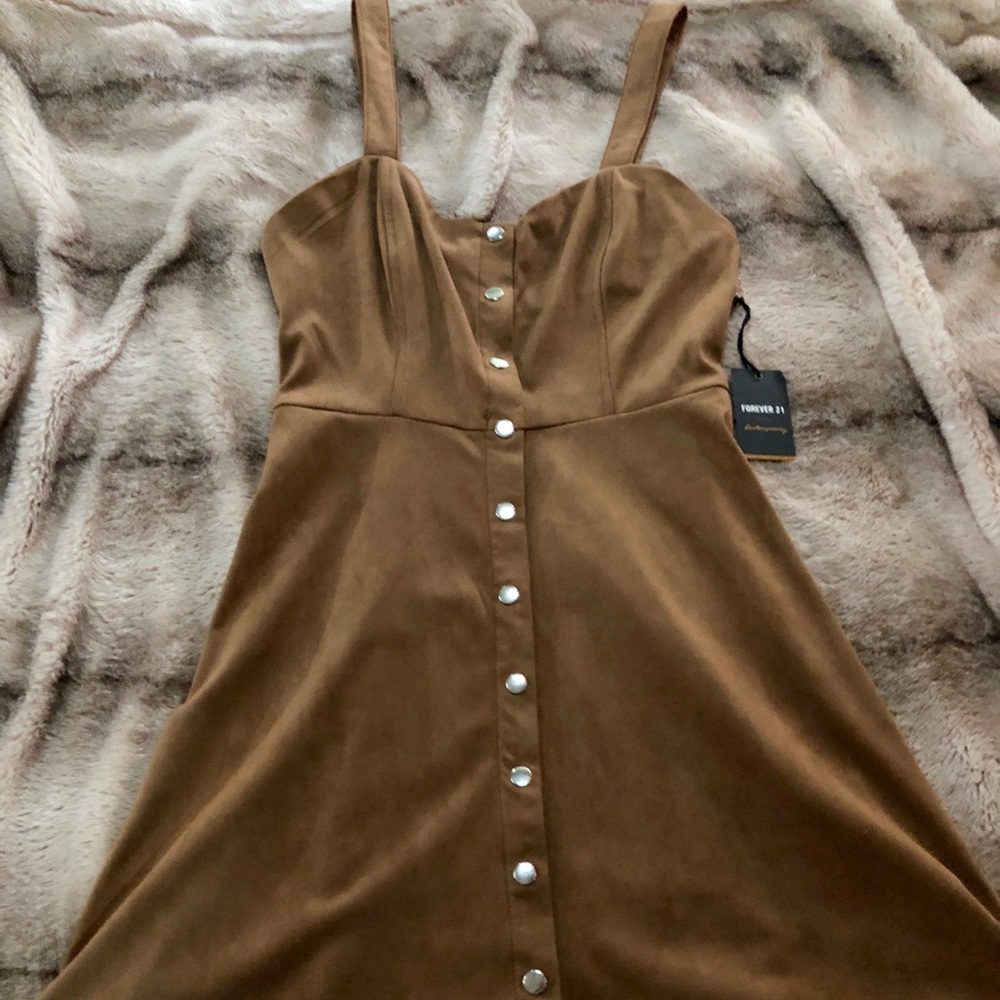 Brown suede winter dress